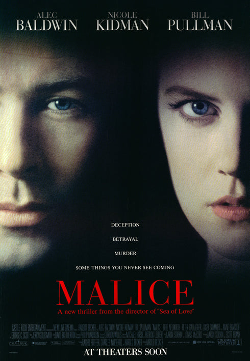 malice 1993 one sheet poster double sided rolled